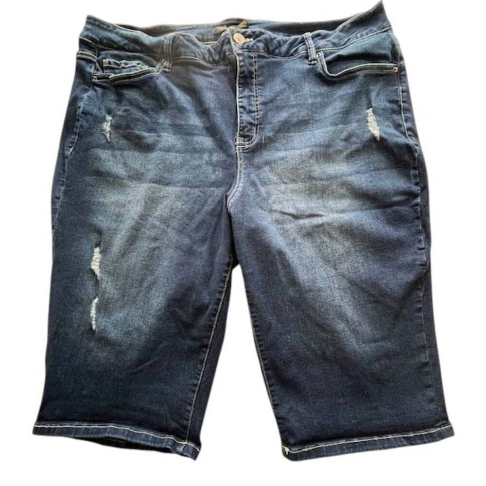 Royalty for Me Dark Wash Slim Stretch Bermuda- Size 20W